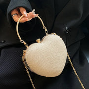 Evening Clutch Bag Women Bag Shiny Handbag Heart Shape